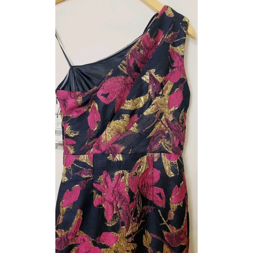 Adrianna Papell Womens Gown Long Dress Size 0 0P Petite Jacquard Metallic Floral - Picture 6 of 7